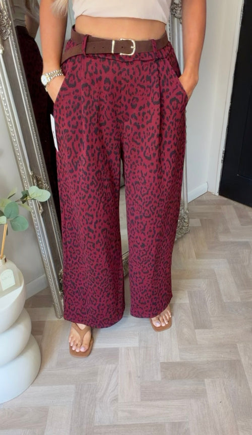 Belted leopard viscous trousers (size 8-20)