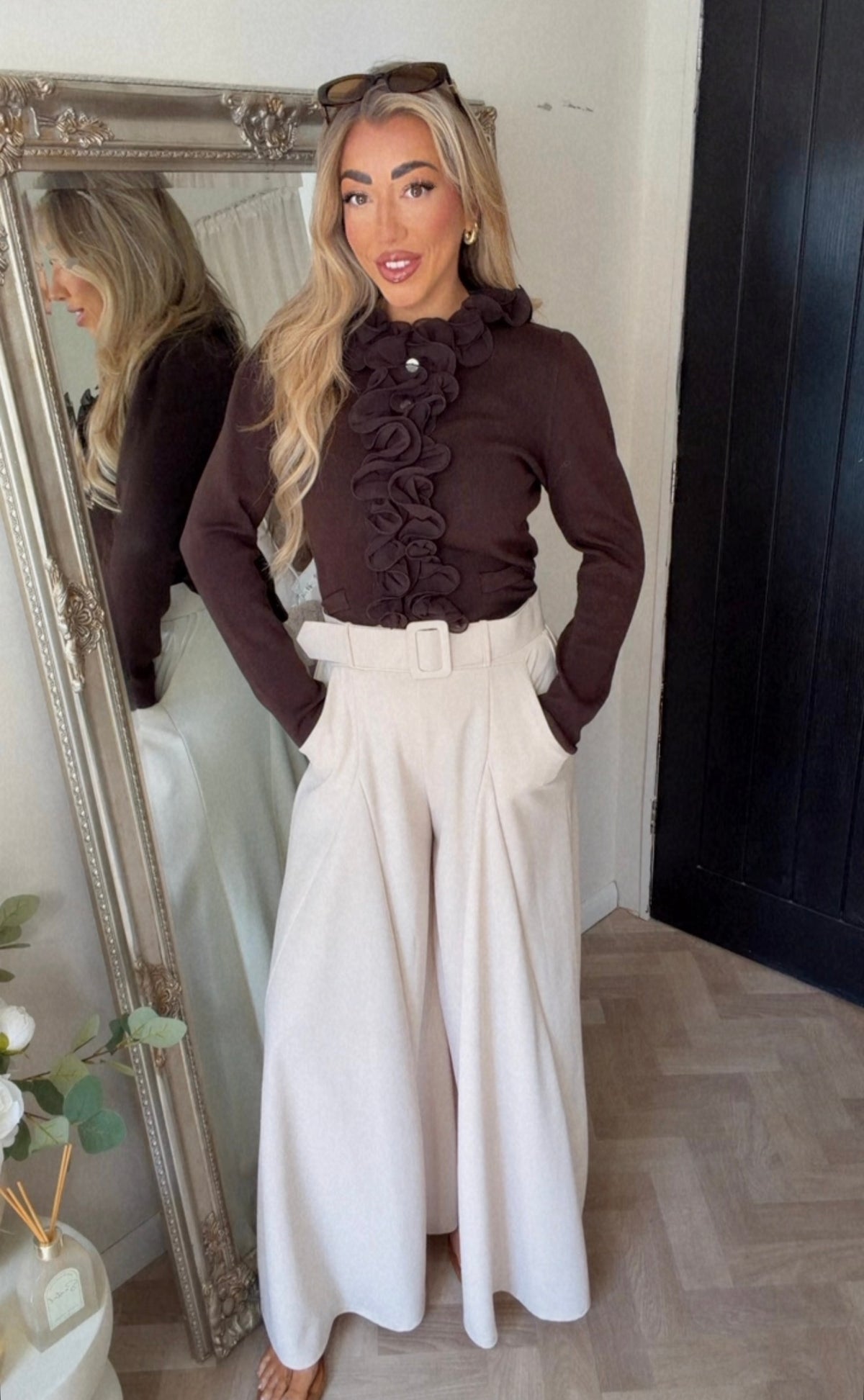 Yasmin ruffle diamanté top (Size 8-18)