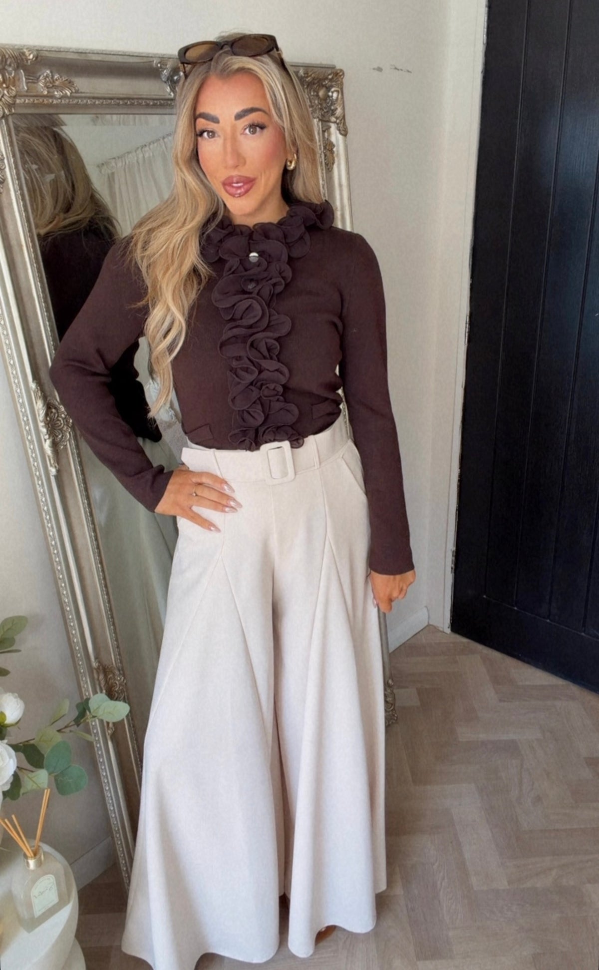 Yasmin ruffle diamanté top (Size 8-18)