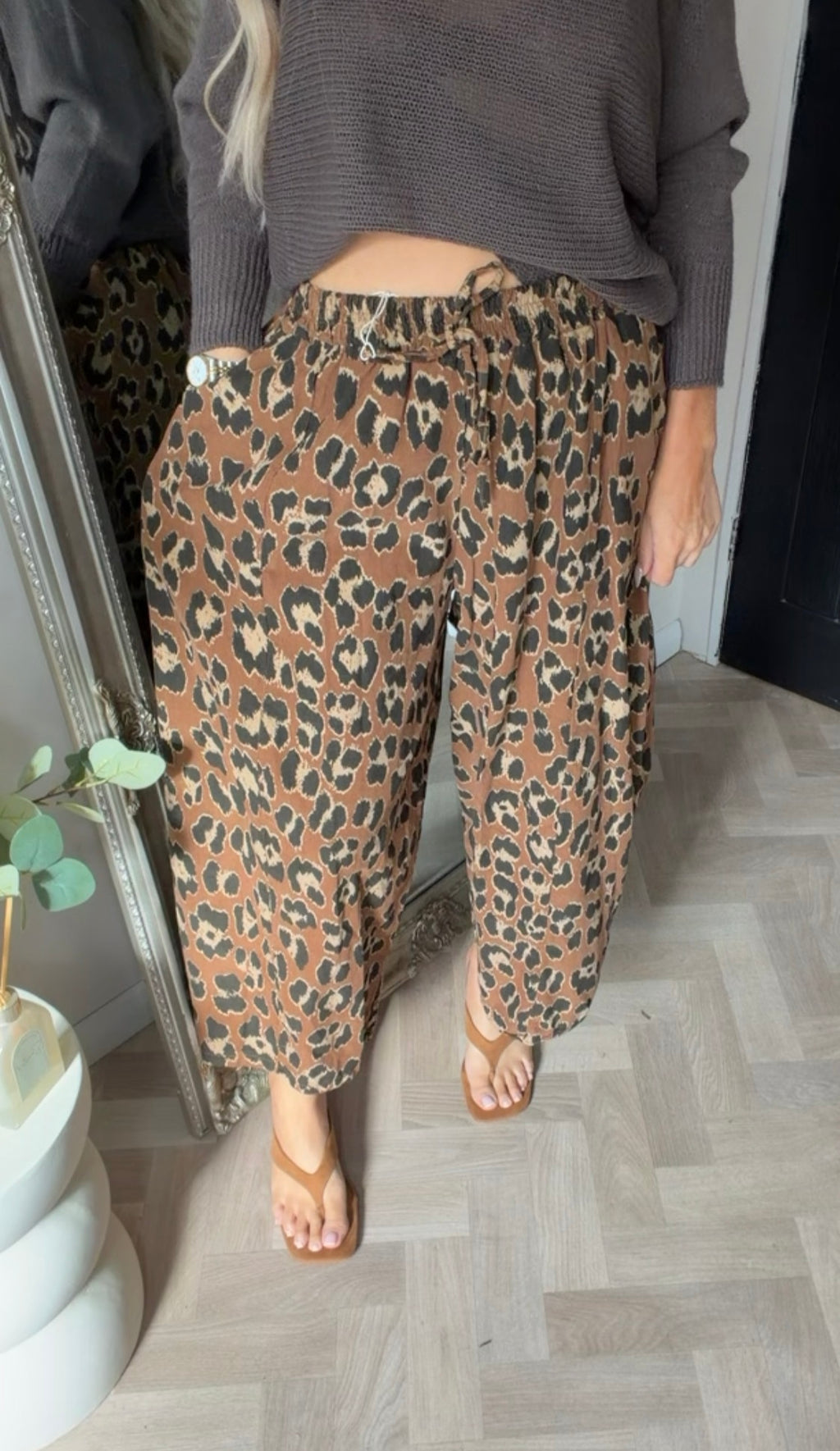Leopard corduroy trousers (size 8-20)