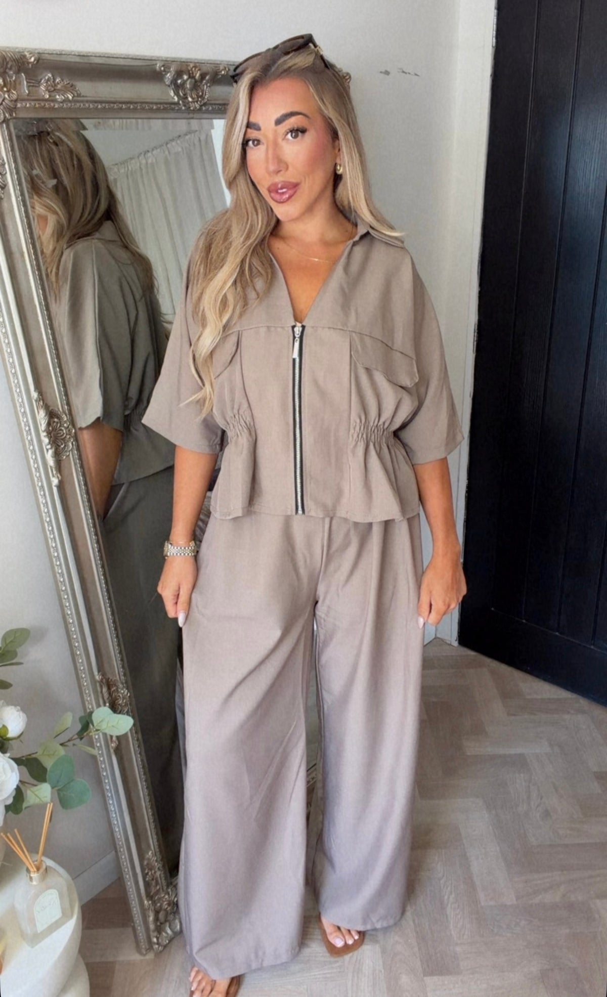 Mink Zip up sinched Co-ord