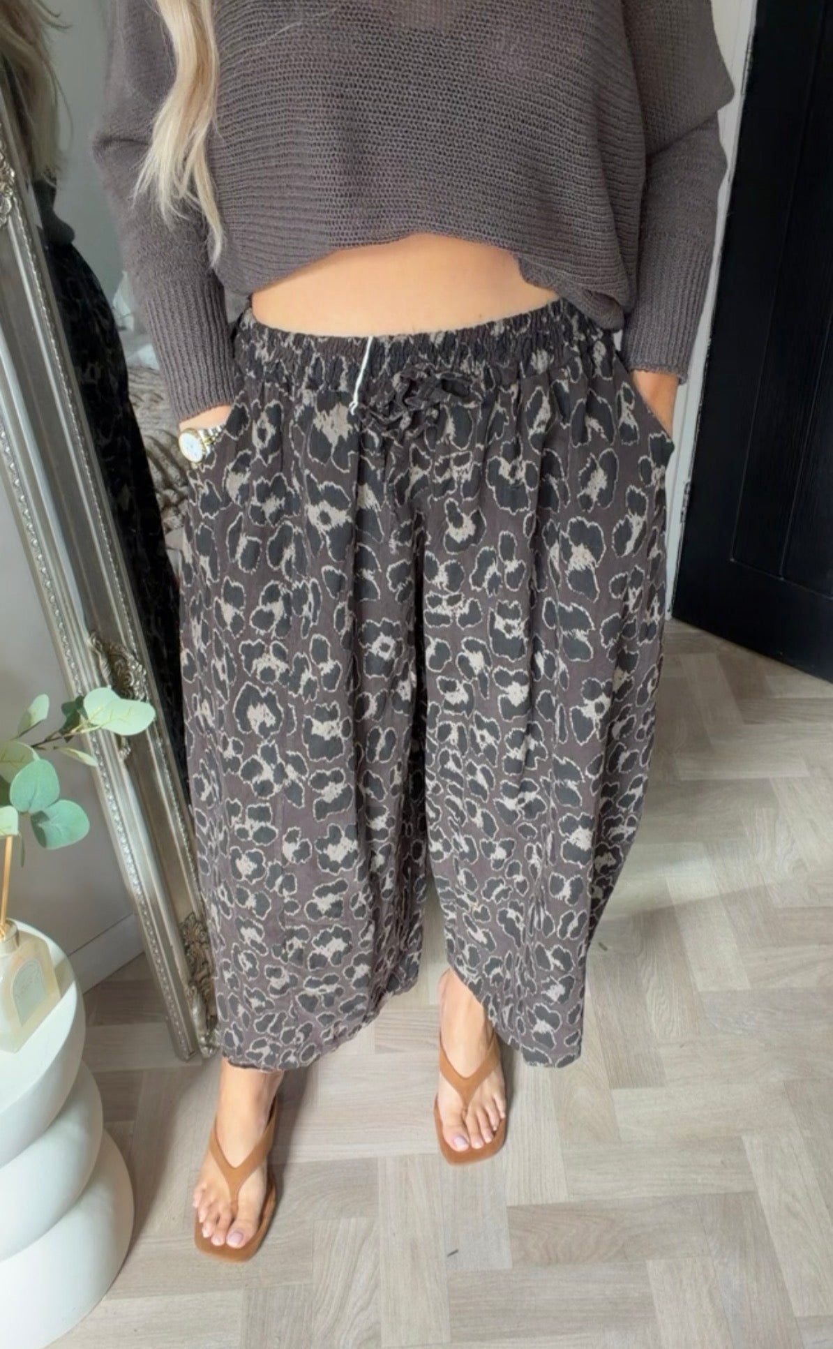Leopard corduroy trousers (size 8-20)