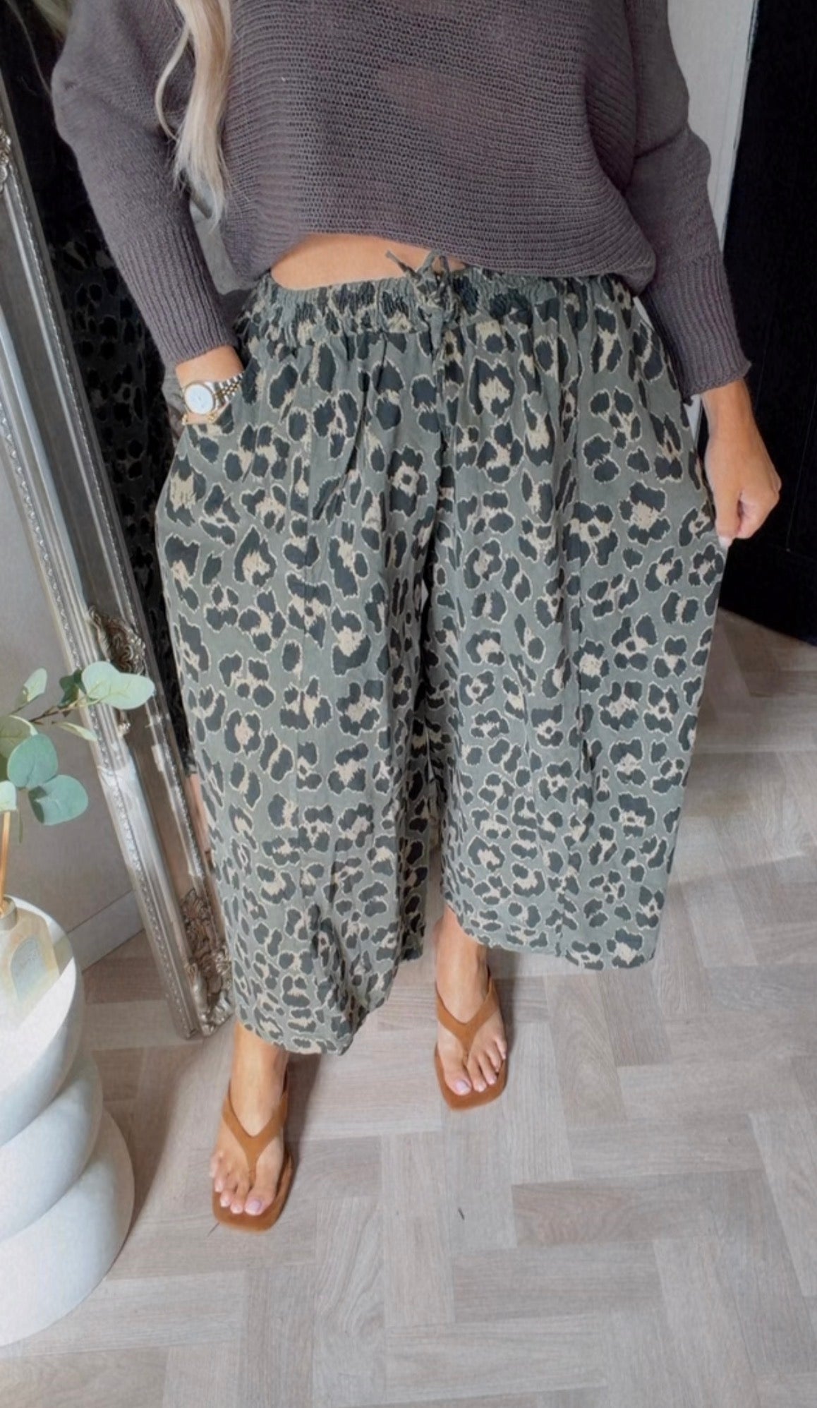 Leopard corduroy trousers (size 8-20)