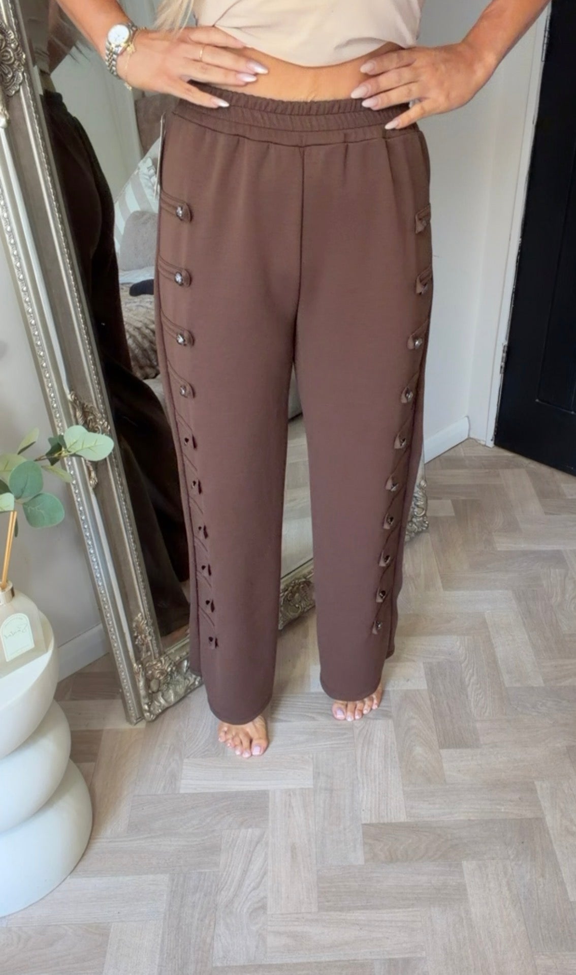 Brown wide leg military joggers (size 8-18)