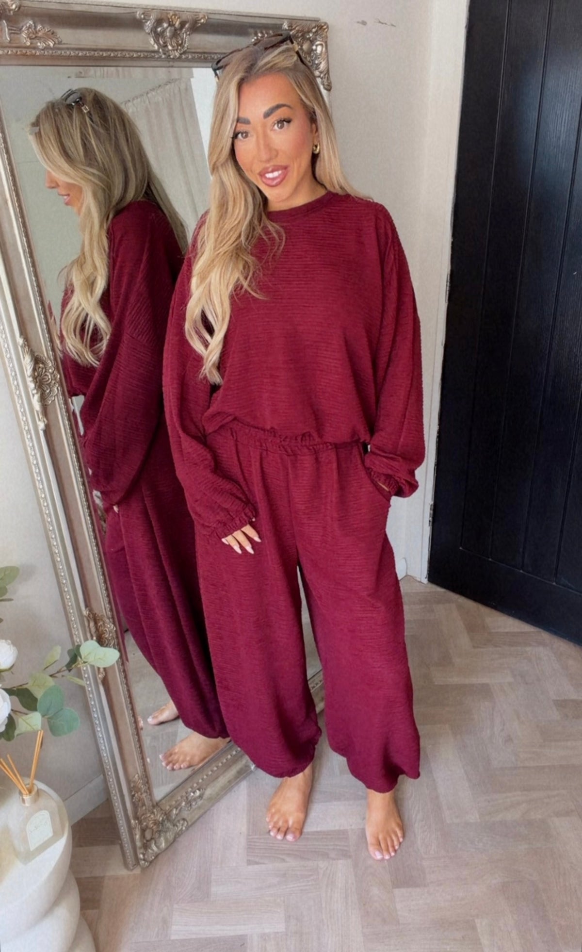 Burgandy textured co-ord (size 8-20)
