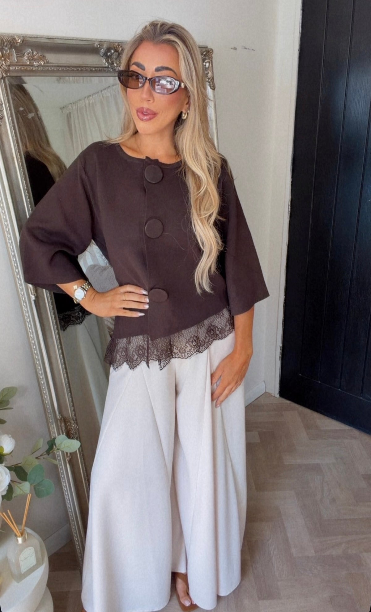 Fiona button lace jumper (Size 8-16)