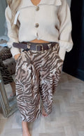 Zebra brown belted trousers (size 8-18)