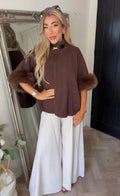 Betty fur trim buckle cape (One size)