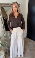 Satin collar basic top (size 8-20)
