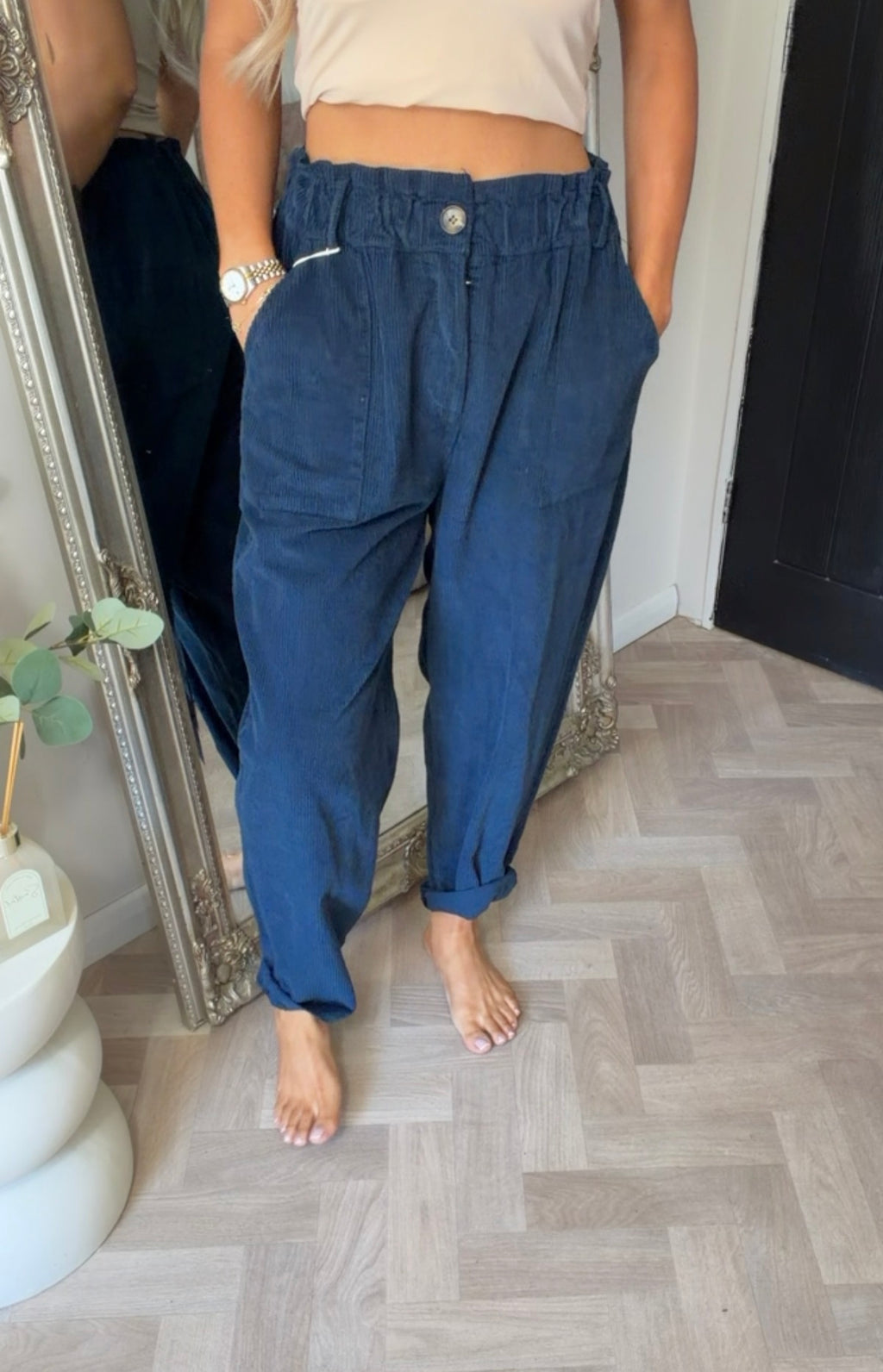 Navy corduroy trousers (size 10-20)