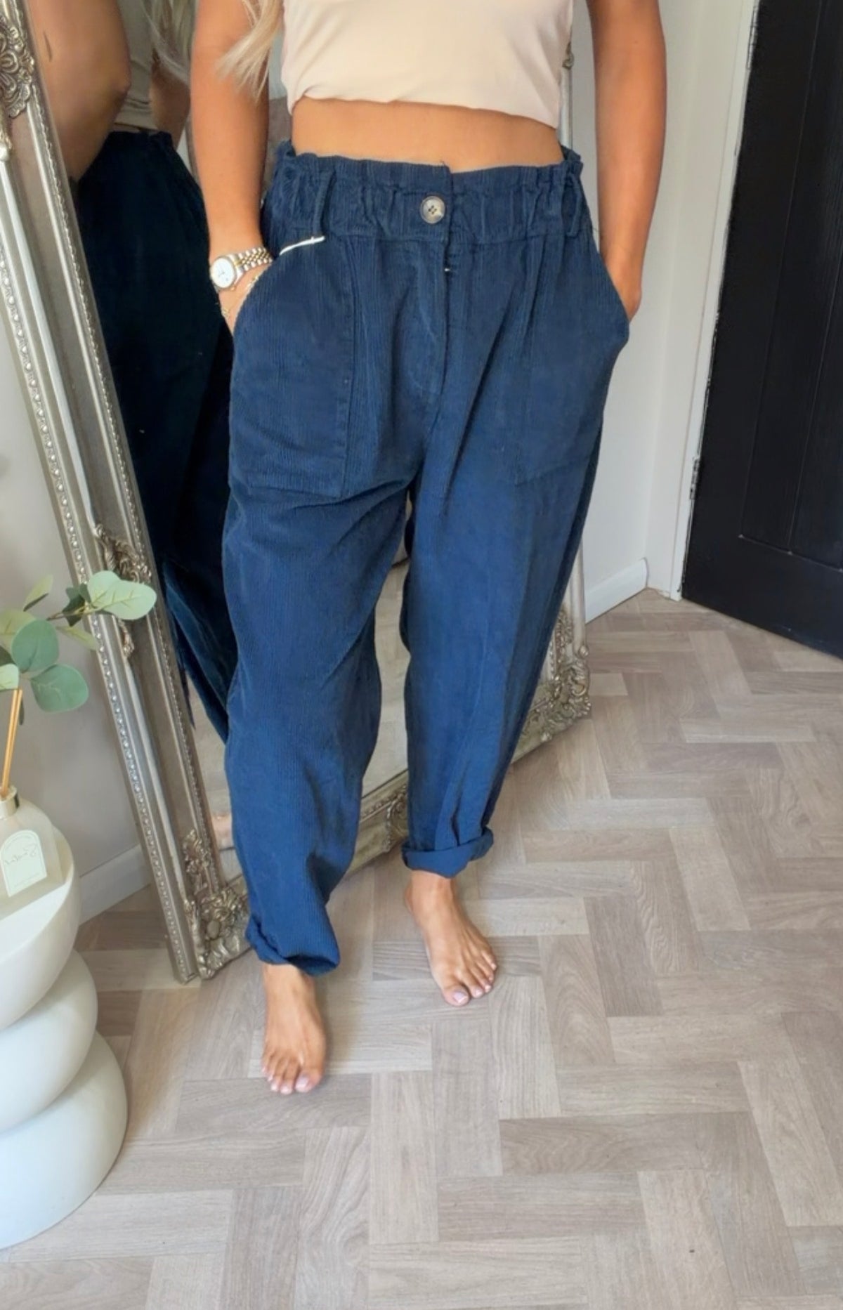 Navy corduroy trousers (size 10-20)