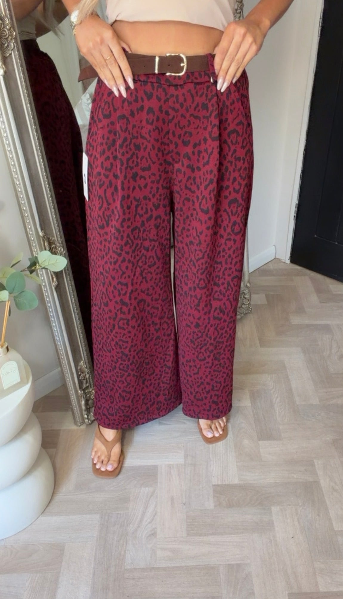 Belted leopard viscous trousers (size 8-20)