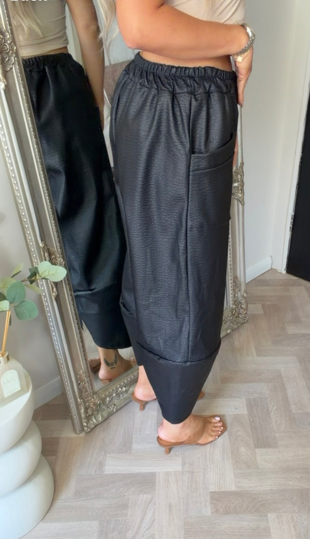 Pu leather barrel trousers (size 8-18)